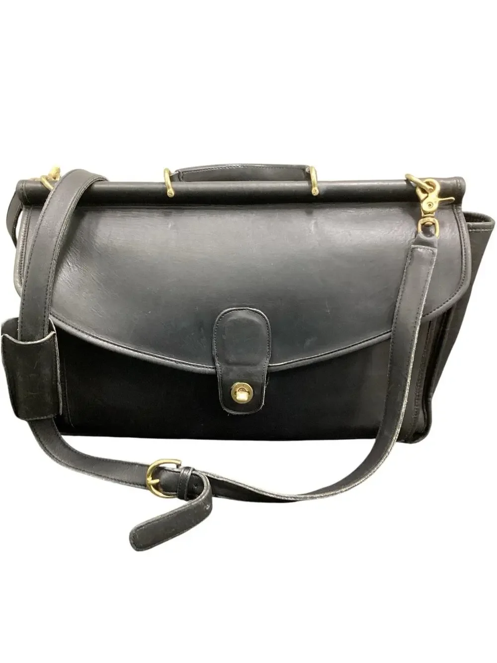 Vintage Coach Bag Men’s Metropolitan Brief 1970’Genuine Leather Twist Lock Black